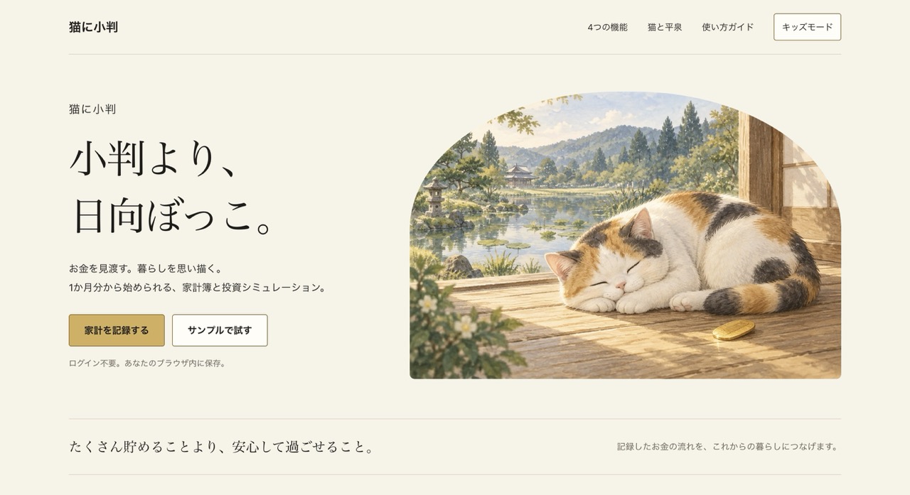 猫に小判の画面